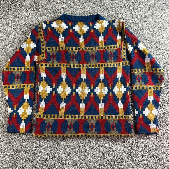 VTG 60s Jantzen Wool Mohair Sweater Mens Unisex M Multicolor Western Abstract - Picture 2 of 15